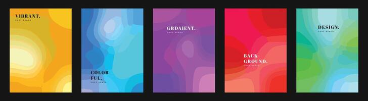 Abstract and colorful background template copy space set. Vibrant curve layer backdrop. Modern multicolored design for poster, banner, presentation, leaflet, cover, flyer, or advertising. vector