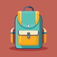 Flat Design Backpack on Solid Background vector