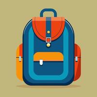 Flat Design Backpack on Solid Background vector