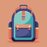 Flat Design Backpack on Solid Background vector