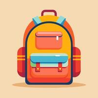 Flat Design Backpack on Solid Background vector