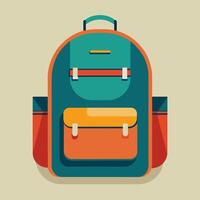 Flat Design Backpack on Solid Background vector