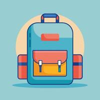 Flat Design Backpack on Solid Background vector