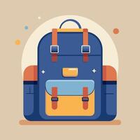 Flat Design Backpack on Solid Background vector