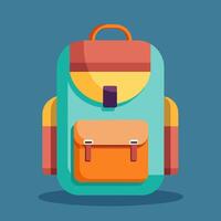 Flat Design Backpack on Solid Background vector