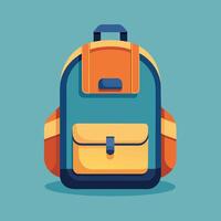 Flat Design Backpack on Solid Background vector