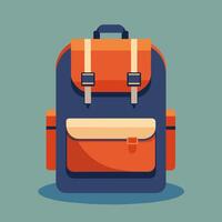 Flat Design Backpack on Solid Background vector