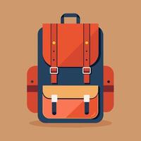 Flat Design Backpack on Solid Background vector