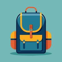 Flat Design Backpack on Solid Background vector