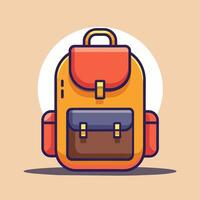 Flat Design Backpack on Solid Background vector