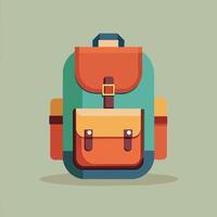 Flat Design Backpack on Solid Background vector