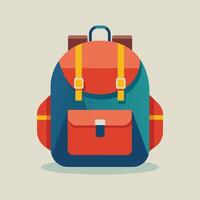 Flat Design Backpack on Solid Background vector