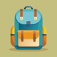 Flat Design Backpack on Solid Background vector