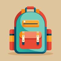 Flat Design Backpack on Solid Background vector