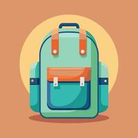 Flat Design Backpack on Solid Background vector