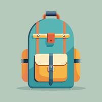 Flat Design Backpack on Solid Background vector