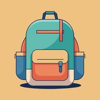 Flat Design Backpack on Solid Background vector