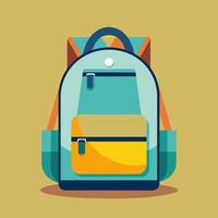 Flat Design Backpack on Solid Background vector