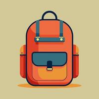 Flat Design Backpack on Solid Background vector