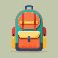 Flat Design Backpack on Solid Background vector