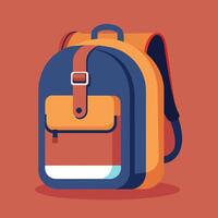 Flat Design Backpack on Solid Background vector