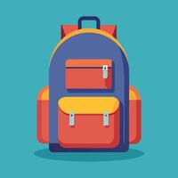 Flat Design Backpack on Solid Background vector