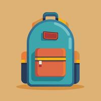 Flat Design Backpack on Solid Background vector