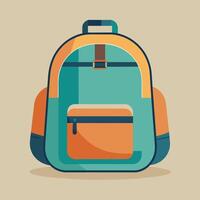 Flat Design Backpack on Solid Background vector