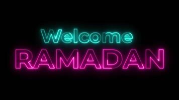 welcome ramadan neon text effect animation video