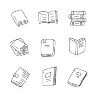 Books doodle line vector illustration