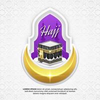 Realistic Kaaba and Crescent Moon in Hajj Illustration vector