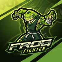 Frog fighter esport mascot logo design vector