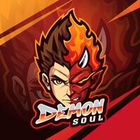 Demon soul face esport mascot logo design vector
