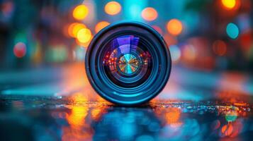 AI generated Camera Lens in Snow photo
