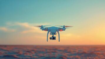 AI generated Giant Black and White Bird Soars Above City photo