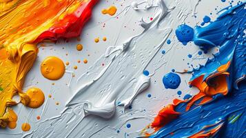 AI generated Rainbow of Paint on White Surface photo