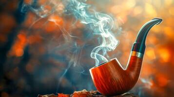 AI Generated Warm autumn vibes with smoking pipe photo