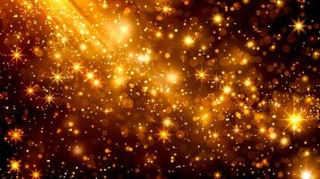 AI Generated Abstract golden glittering lights with a bokeh effect for festive or luxury backgrounds photo