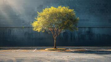 AI generated Tree in Middle of Parking Lot photo