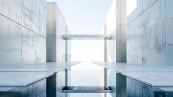 ai generado moderno minimalista arquitectura con infinito perspectiva foto