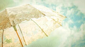 AI Generated Vintage lace parasol against a sunny sky photo