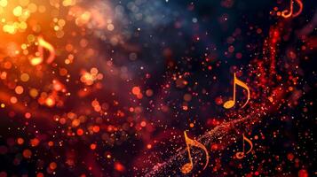 AI Generated Abstract musical notes with sparkling bokeh background photo