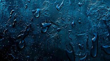 AI Generated Abstract blue water droplets on textured surface photo