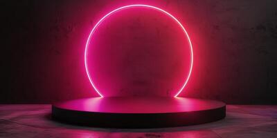 AI generated Pink Neon Light on Table photo