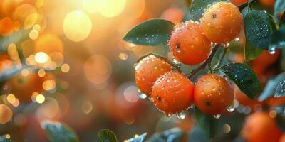 AI generated Close Up of Orange Growing on Tree photo