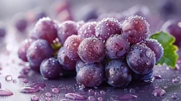 AI generated Grapes Covered in Water Droplets photo