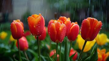 ai generado agua gotas adornar manojo de flores foto