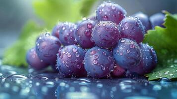 AI generated Fresh Grapes With Water Droplets photo