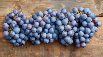 AI generated Bunch of Grapes on Wooden Table photo