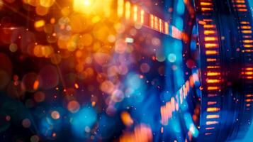 AI Generated Abstract bokeh lights with blue and orange hues photo